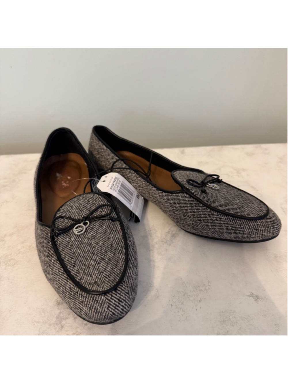 NWT Women's Nautica Kelline Loafers Size 6 Black/White Herringbone Tweed